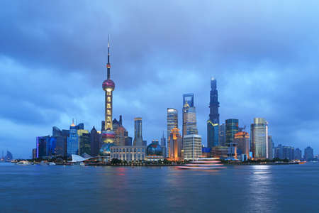 Shanghai the bund night sceneのeditorial素材