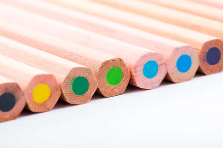 Colour pencils on white backgroundの写真素材