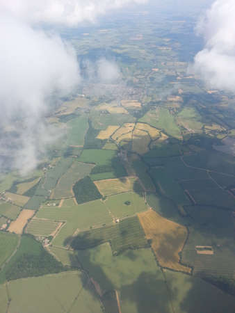 Earth from birds eye view beautiful agricultural fieldsの写真素材