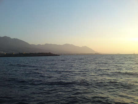 Sea and Mountain views, of the cost of a very beautiful islandの写真素材