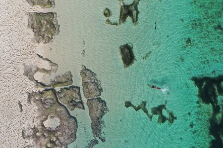 Aerial view of Melasti beach in Bali indonesiaの写真素材