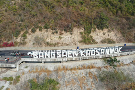Beautiful coastal road view point in Bang Saen Thailandのeditorial素材