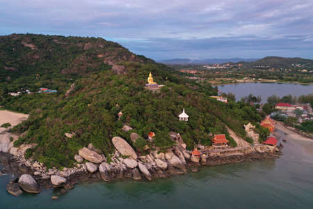 Temple Wat Tham Khao Tao along the coast in Hua Hin Thailandの写真素材