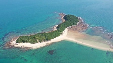Aerial views of beautiful island Hon Ca Chep near to Co To Island Vietnamの写真素材