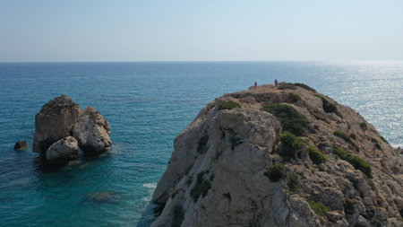 Beautiful view of Aphrodite's rock, Petra tou Romiou in Paphos Cyprusの写真素材
