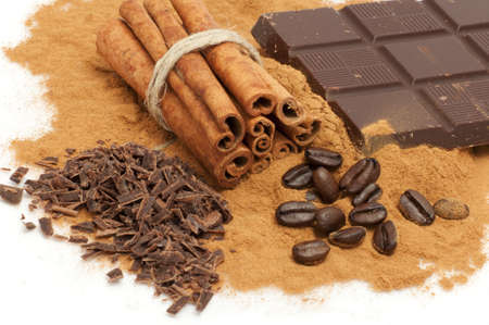 cinnamon on white backgroundの写真素材