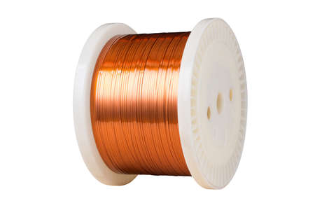 Copper wire isolated on the white backgroundの写真素材