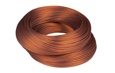 Copper wire isolated on the white backgroundの写真素材