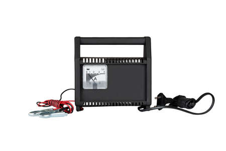 car battery charger isolated on the white backgroundの写真素材