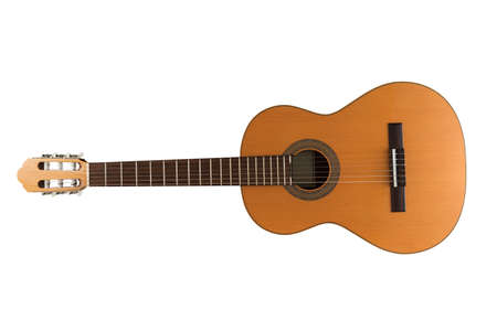 Spanish classic guitar isolated on the white backgroundの写真素材