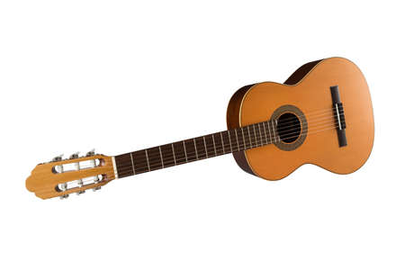 Spanish classic guitar isolated on the white backgroundの写真素材
