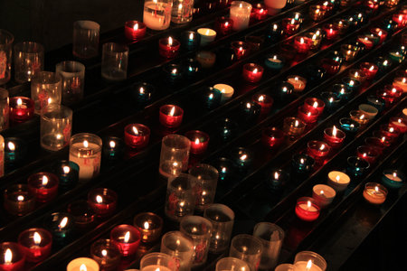 Several church candlesの写真素材