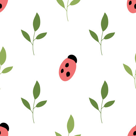 Spring greenery seamless pattern. Woman's day, Mother's day. March 8 Hand drawn vector illustration cute cartoon styleのイラスト素材