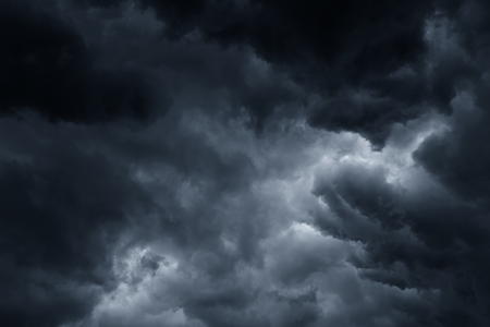 Stormy rain clouds background. Dark skyの写真素材