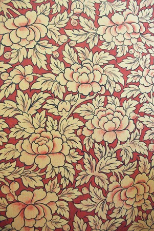 Painting of Lotus on temple wallの写真素材