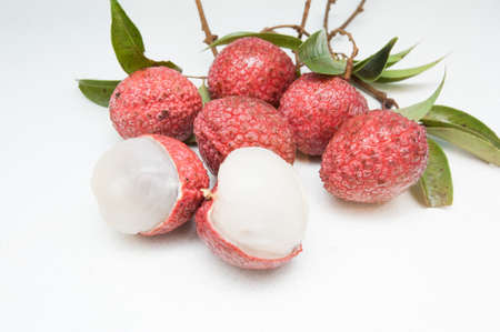 Fresh ripe lycheesの写真素材