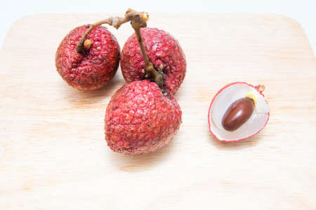 Fresh ripe lycheesの写真素材