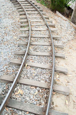 Vintage railroad tracks leading off into the distance.の写真素材