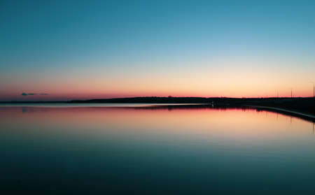 Sunset over the SulejÃ³w Reservoir, the view from the dam.の写真素材