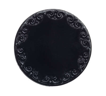 Antique Victorian glass button isolated on whiteの写真素材