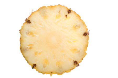 fresh Florida pineapple slice isolated on whiteの写真素材