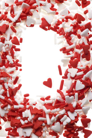 Valentine heart sprinkles isolated on white backgroundの写真素材