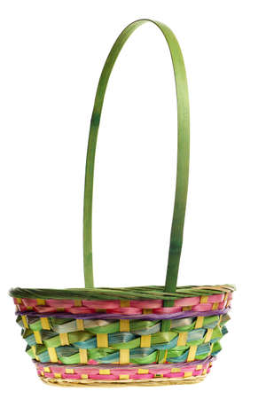 Easter basket isolated on pure white backgroundの写真素材
