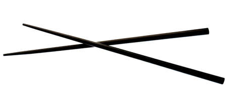 chopsticks in black color isolated on white backgroundの写真素材