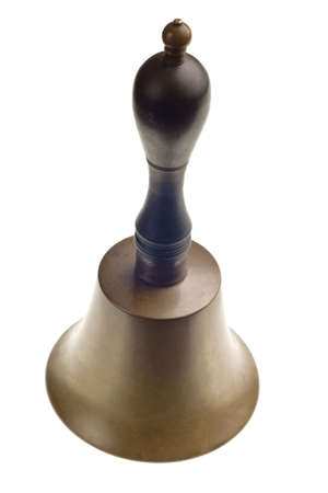 antique brass bell isolated on white backgroundの写真素材