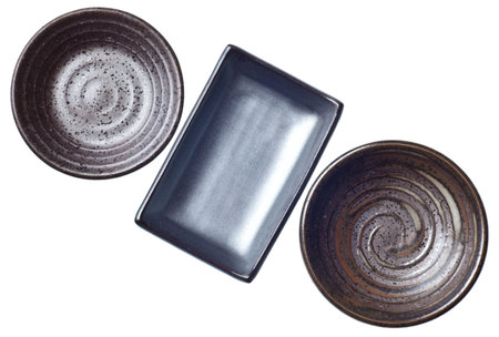 Japanese bowls isolated on pure white background-- no gray!の写真素材