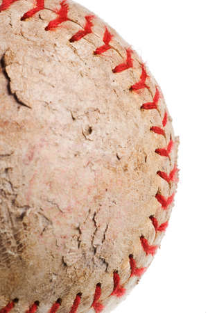 baseball with red stitching baseball isolated on white backgroundの写真素材