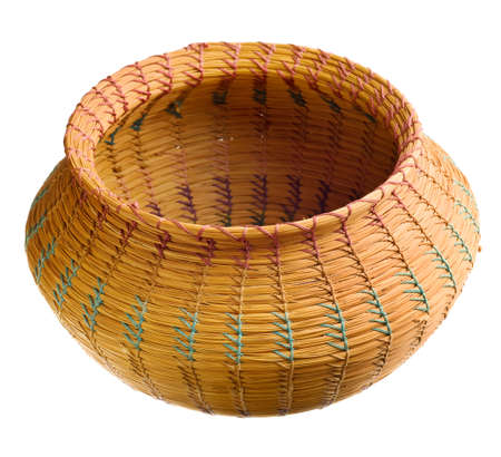 Cherokee handwoven basket isolated on white backgroundの写真素材