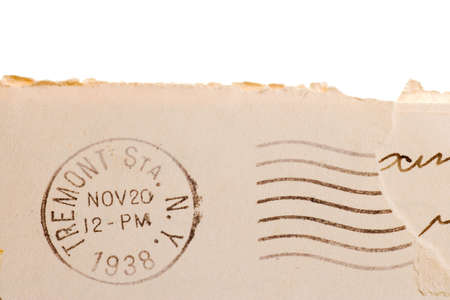 Vintage yellowed envelope with postmark stampの写真素材