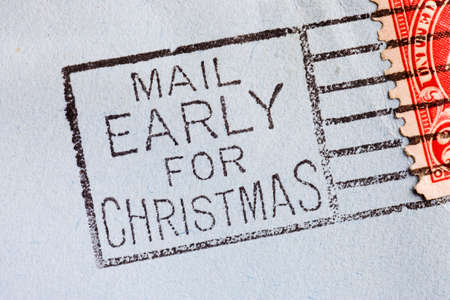 Vintage yellowed envelope with postmark stampの写真素材