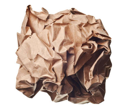 crumpled paper ball isolated on a white backgroundの写真素材