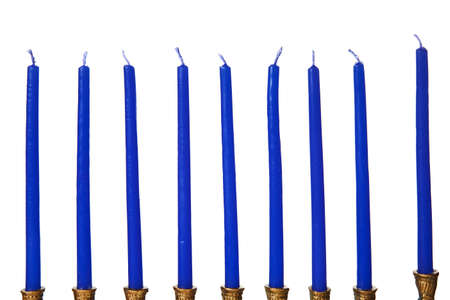 Hanukkah menorah candles isolated on a white backgroundの写真素材