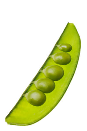 green pea pod isolated on a white backgroundの写真素材
