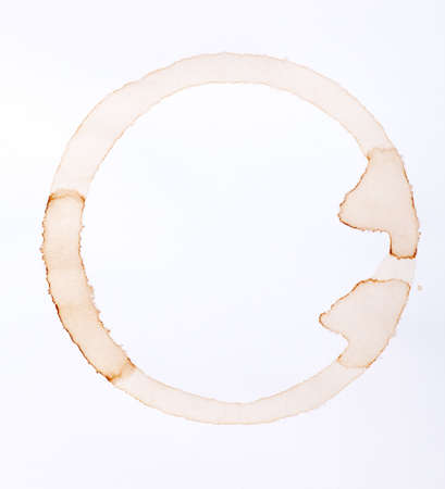 coffee stain isolated on a  white paper backgroundの写真素材
