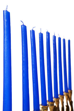 Hanukkah menorah candles isolated on a white backgroundの写真素材