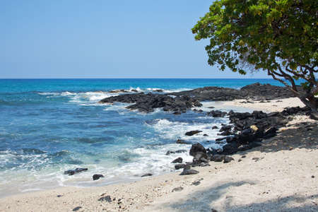 Coastal view on the Big Island of Hawaii with lava rocksの写真素材