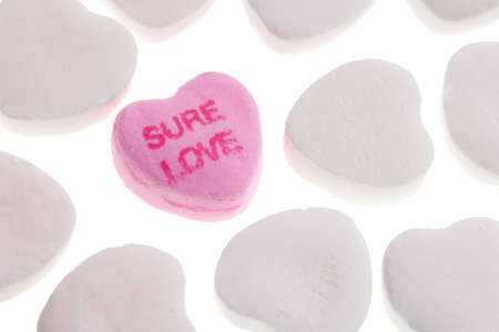 Valentine's Day Candy Hearts Isolated on White Backgroundの写真素材