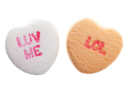 Valentine's Day Candy Hearts Isolated on White Backgroundの写真素材