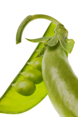 green pea pod isolated on a white backgroundの写真素材