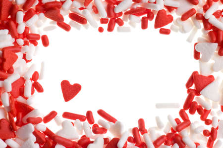 Valentine heart sprinkles isolated on white backgroundの写真素材