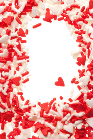 Valentine heart sprinkles isolated on white backgroundの写真素材