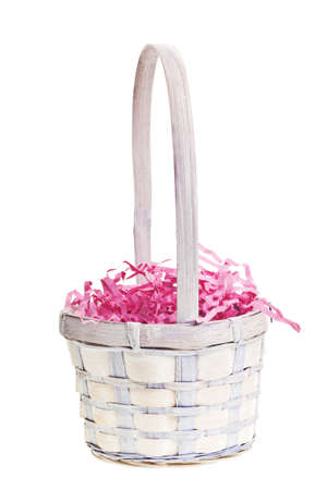 Easter basket isolated on pure white backgroundの写真素材