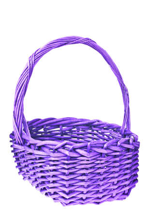 brown wicker basket isolated on white backgroundの写真素材