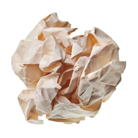 crumpled paper ball isolated on a white backgroundの写真素材