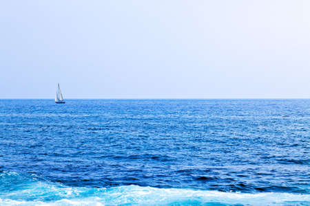 seascape in muted blue tones at dawnの写真素材