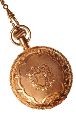antique pocket watch isolated on white background
